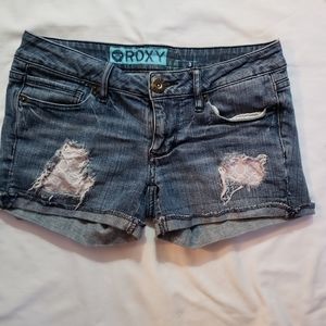 Roxy Denim shorts Size 3. Distressed